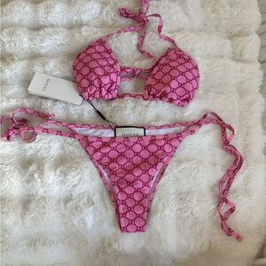 Gucci Pink GG Logo String Bikini